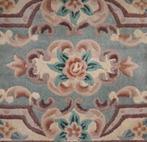 Aubusson blue grey roses tapijt Renaissance wol 62x123cm, Gebruikt, 100 tot 150 cm, Crème, .