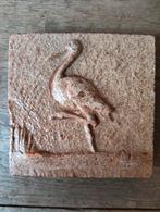 Antieke Terracotta Tegel met Ooievaar, Antiek en Kunst, Ophalen of Verzenden