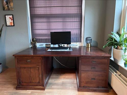 Prachtig ,  groot teakhouten bureau, Huis en Inrichting, Bureaus, Gebruikt, Bureau, Ophalen