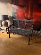 Houten bankje met sierlijke rugleuning – vintage look, Antiek en Kunst, Ophalen