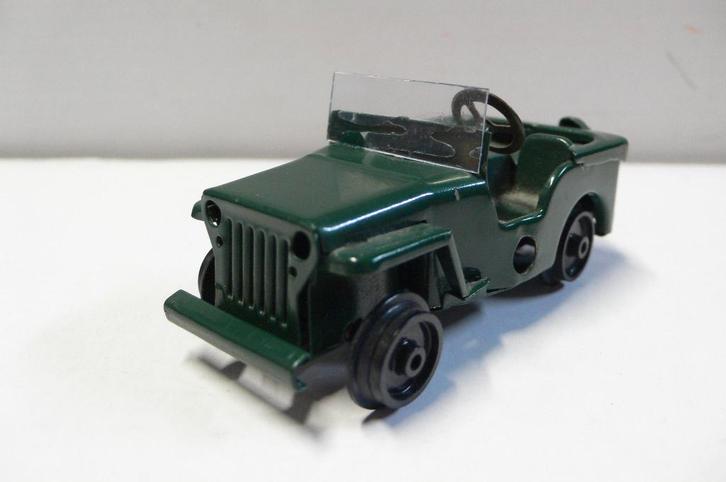 jeep- tri-ang minic toys -blik- rijdend op treinrails- 1/43, Hobby en Vrije tijd, Modelauto's | 1:43, Gebruikt, Auto, Overige merken