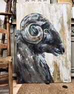 Schilderij paneel taupe winter kunst groot 116x80, Ophalen of Verzenden