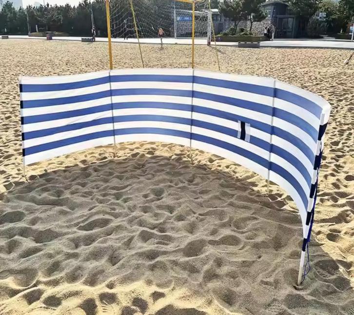 Strand windscherm 4.65 meter blauw wit, Caravans en Kamperen, Windschermen, Nieuw, Ophalen of Verzenden