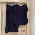 LaDress Rok met bijpassende Top Maat L Blauw Crepe satijn, Maat 42/44 (L), Zo goed als nieuw, LaDress, Onder de knie