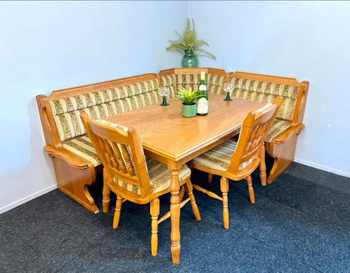 Echte duitse eethoek eiken oostenrijkse zithoek klepbank, Huis en Inrichting, Complete eetkamers, Gebruikt, Ophalen
