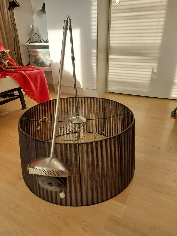 Zwarte LED Hanglamp met Stoffen Kap, Huis en Inrichting, Lampen | Hanglampen, Zo goed als nieuw, Minder dan 50 cm, Metaal, Stof