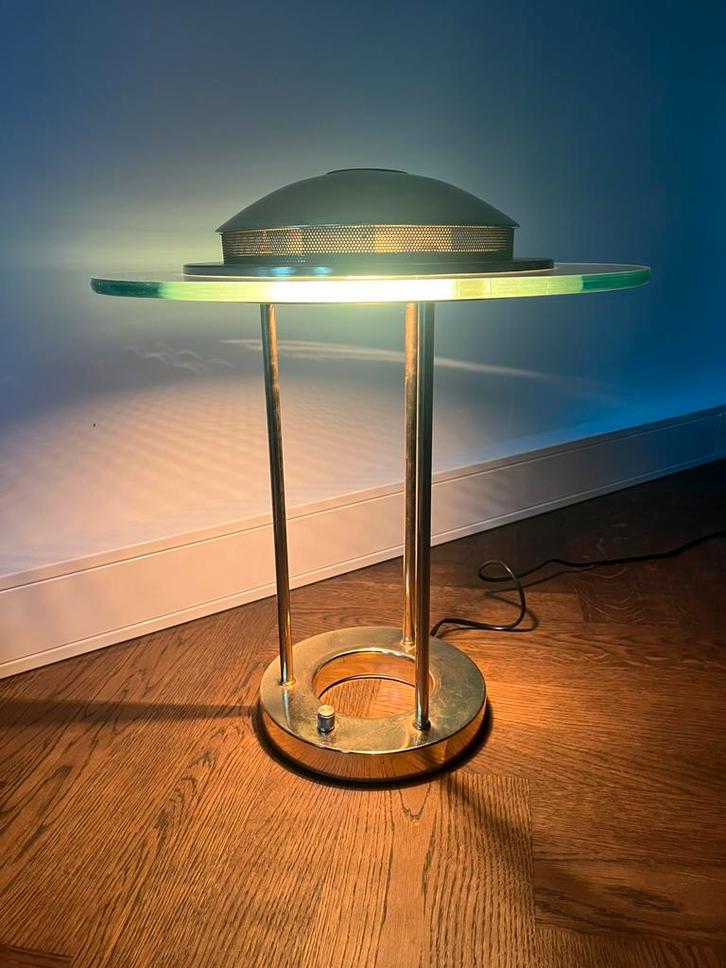 Robbert sonneman - saturn - 80ies - vintage, Huis en Inrichting, Lampen | Tafellampen, Gebruikt, Minder dan 50 cm, Glas, Ophalen of Verzenden