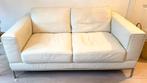 Witte leren 2 zits bank met hocker., Huis en Inrichting, Ophalen, Gebruikt, 150 tot 200 cm, Tweepersoons