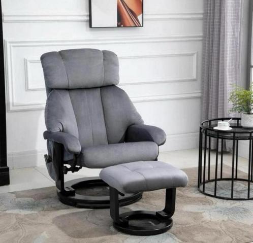 Massagefauteuil met Kruk - Grijs NIEUW IN DOOS, Huis en Inrichting, Fauteuils, Nieuw, Stof, 75 tot 100 cm, Ophalen of Verzenden