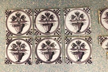 6 antieke wandtegels 18e eeuw beschikbaar voor biedingen
