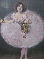 Antieke Kaart - Ballerina / Ballet Danseres met Rozen, Verzamelen, Verzenden, Voor 1920, Ongelopen, Overige thema's