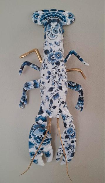 XL kreeft in Delfts Blauw motief met gouden accenten!  beschikbaar voor biedingen