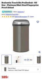 Brabantia touch bin, Huis en Inrichting, Woonaccessoires | Prullenbakken, 40 liter of meer, Ophalen, Zo goed als nieuw, Rvs
