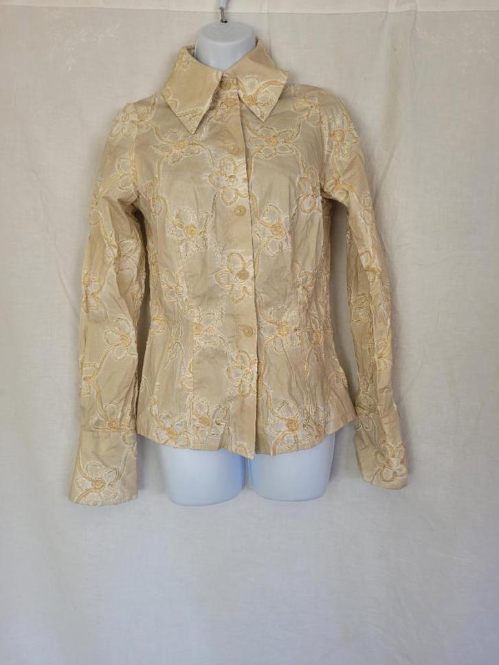 Super gave blouse mt S/M merk Re-Act, Kleding | Dames, Blouses en Tunieken, Zo goed als nieuw, Maat 36 (S), Beige, Ophalen of Verzenden