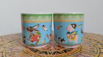 2 zeldzame eierdopjes van Melamine Random House 2013 beschikbaar voor biedingen