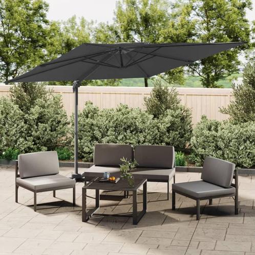 Zweefparasol met dubbel dak 400x300 cm antracietkleurig, Tuin en Terras, Parasols, Nieuw, Zweefparasol, Waterdicht, Ophalen of Verzenden