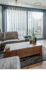 Massief houten robuuste salontafel met opberglade 80x135, 50 tot 100 cm, Minder dan 50 cm, 100 tot 150 cm, Gebruikt