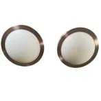2 stuks Plafonnières 28 cm RVS mat glas, Ophalen, Gebruikt, Glas, Modern