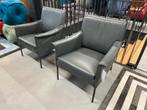 2 Nieuw Design in Stock Limec fauteuils grijs leer stoel, Huis en Inrichting, Fauteuils, Ophalen of Verzenden, 50 tot 75 cm, Design on Stock