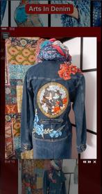 Lange spijkerjas jurk handmade, geborduurde applicaties, Nieuw, Blauw, Maat 42/44 (L), Arts_in_Denim