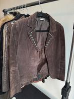 Vintage Y2K bruine lederen jack met studs, Bruin, Vintage, Vintage, Ophalen of Verzenden