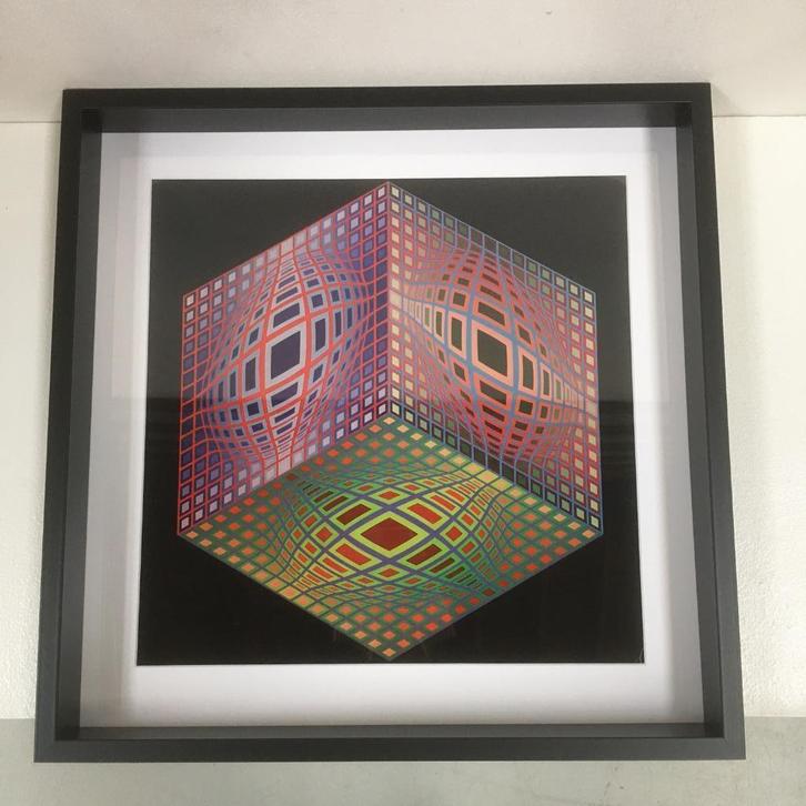 Victor Vasarely fotoprint TEST-2,Du Griffon Neuchatel, 1972., Antiek en Kunst, Kunst | Litho's en Zeefdrukken, Ophalen of Verzenden