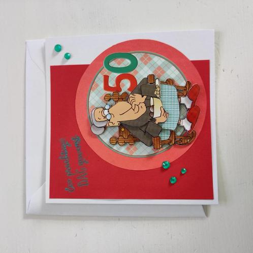 Een prachtige dag gewenst; 50 | Zelfgemaakte kaart + Envelop, Hobby en Vrije tijd, Kaarten | Zelfgemaakt, Nieuw, Overige thema's
