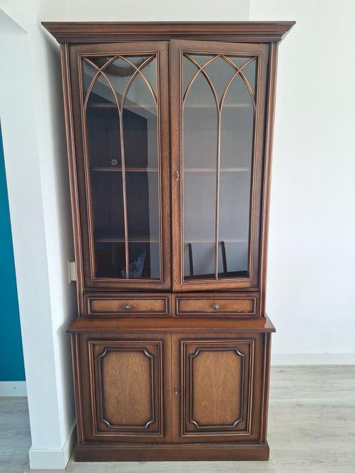 Mooie zware houten vitrinekast, Huis en Inrichting, Kasten | Vitrinekasten, Gebruikt, 200 cm of meer, 100 tot 150 cm, 25 tot 50 cm