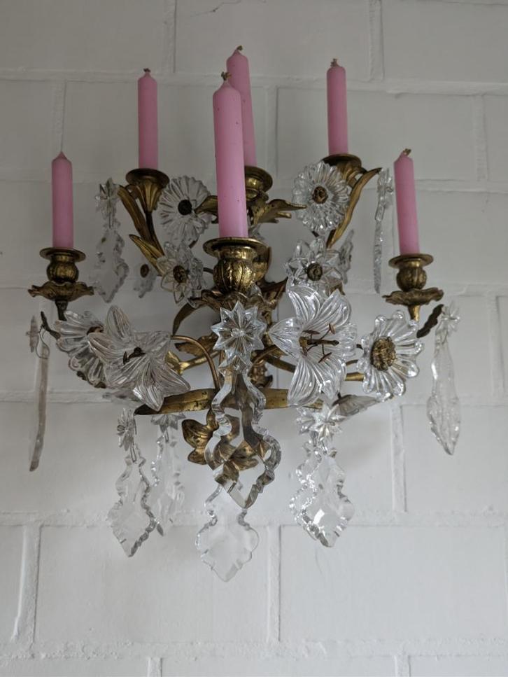 Applique kristal en brons, Antiek en Kunst, Antiek | Lampen, Ophalen
