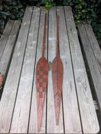 Vintage Afrikaanse peddels hout gegraveerd wanddecoratie, Ophalen, Gebruikt, Enkelbladige peddel
