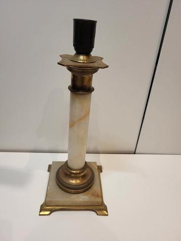 Antieke messing/marmeren lampvoet, ca. 1900 beschikbaar voor biedingen