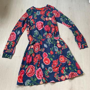 blauwe OILILY jurk met roze bloemen mt 152 beschikbaar voor biedingen
