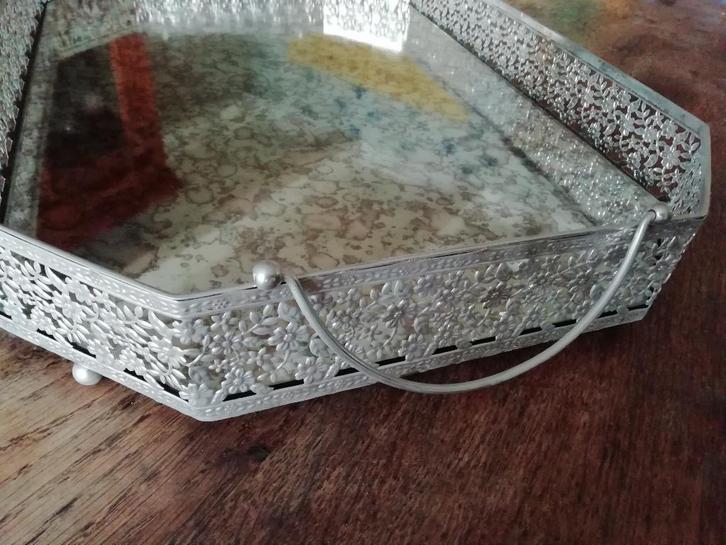 Zara Home spiegel dienblad kaarsenplateau, Huis en Inrichting, Woonaccessoires | Dienbladen, Zo goed als nieuw, Metaal, Rechthoekig