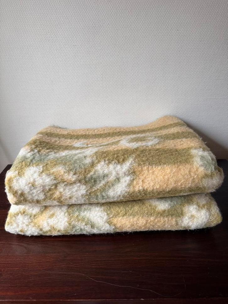 Groot Vintage Wollen Deken, Woondeken, Vroom en Dreesman Wol, Huis en Inrichting, Woonaccessoires | Plaids en Woondekens, Gebruikt