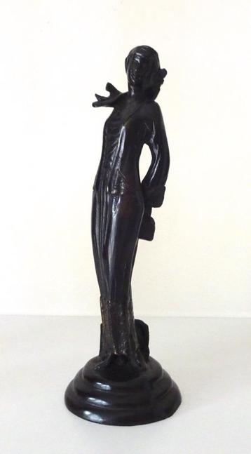 Bronzen beeldje staande vrouw met tas Art Deco 0532-b beschikbaar voor biedingen