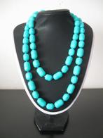 Vintage retro blauwgroene ketting, aparte kleur, Ophalen of Verzenden