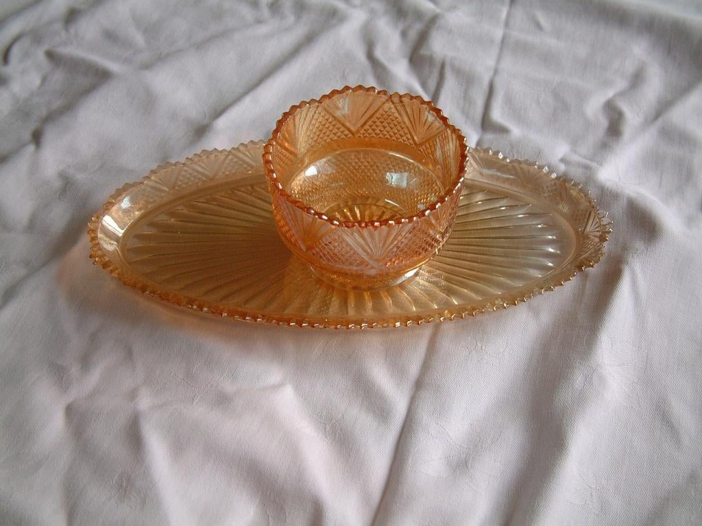 antiek ruit waaier glas suikerpot enz., Ophalen of Verzenden