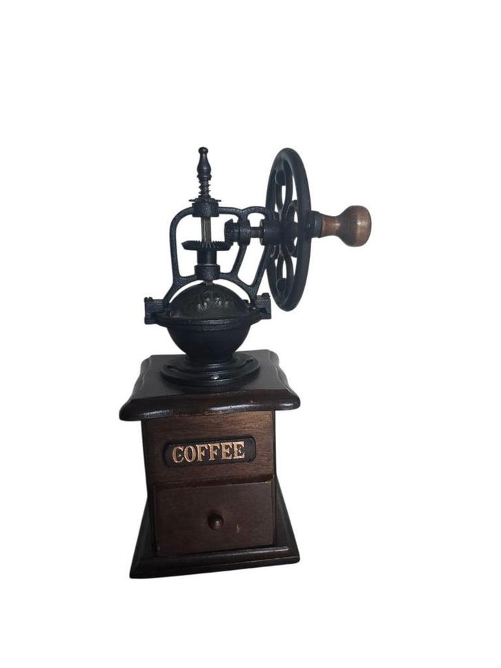 Vintage gietijzeren koffiemolen met houten lade, Antiek en Kunst, Antiek | Keukenbenodigdheden, Ophalen of Verzenden