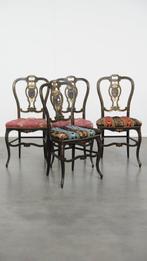 4 x Antiek Frans Napoleon 3 stoeltje ingelegd met parelmoer, Antiek en Kunst, Antiek | Meubels | Stoelen en Banken, Ophalen