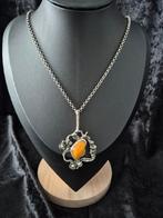 Unieke zilveren hanger 336 met amber steen, Zilver zolder, Ophalen of Verzenden, Zo goed als nieuw, Zilver zolder