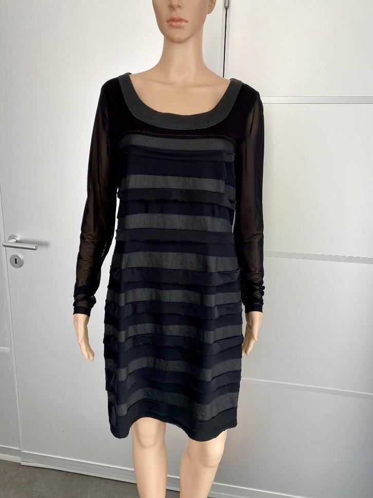 G633 Didi mt. M=40 jurk jurkje zwart met rekbaar jeans, Kleding | Dames, Jurken, Zo goed als nieuw, Maat 38/40 (M), Zwart, Knielengte