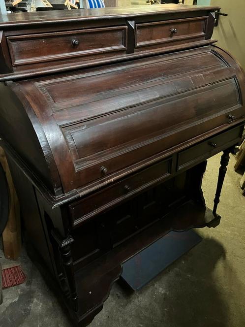 Vintage bureau met klepluik schrijftafel Uittrekbaar Rolltop, Antiek en Kunst, Antiek | Meubels | Kasten, Ophalen