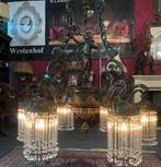 Grote kroonluchter antiek kristal staafjes engel beeld brons, Huis en Inrichting, Lampen | Kroonluchters, Ophalen of Verzenden