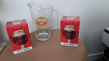 Amstel Pitcher met 2 Amstel Bock Bierglazen beschikbaar voor biedingen