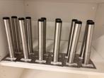 12 rvs zilverkleurige tafelpootjes 22 cm, Ophalen of Verzenden, Zo goed als nieuw, Rond, Minder dan 50 cm