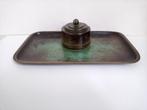 Art Deco Just Andersen brons inktstel glas pot inkwell, Verzenden