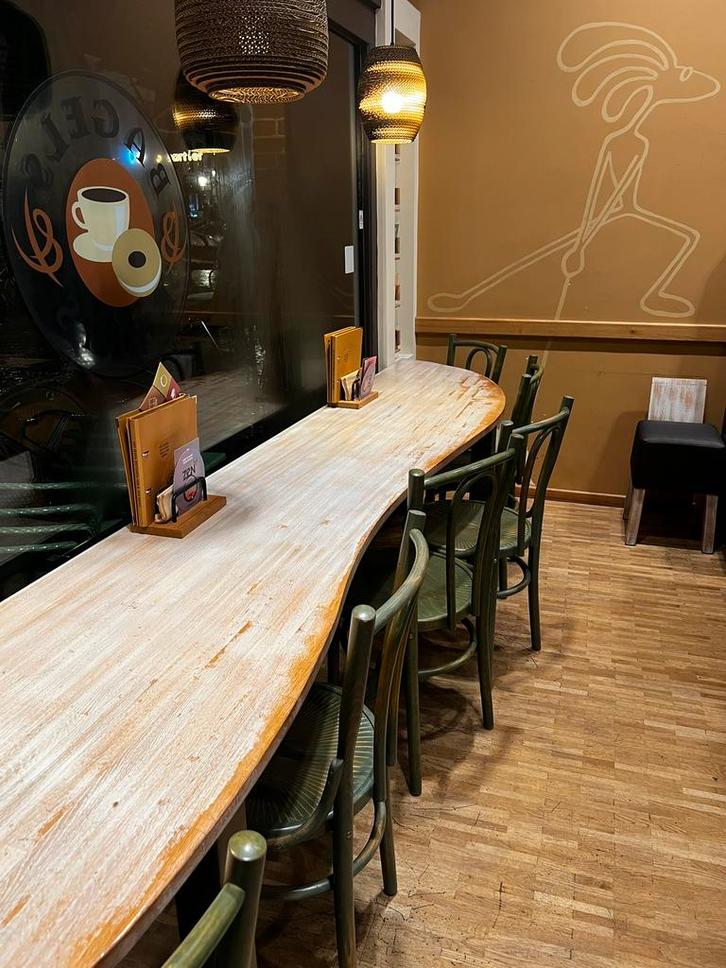 Horeca raam tafel MOET WEG, Huis en Inrichting, Tafels | Sidetables, Zo goed als nieuw, 50 tot 75 cm, 200 cm of meer, Overige vormen