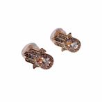 Clip-on Oorbellen Dames Roségoudkleurig Hand van Fatima, Met kristal, Overige materialen, Birgitta-Gracht 33, 6465 EL Kerkrade, Nederland