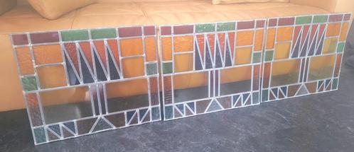 3 stuks Glas in Lood bijna 100 jaar oud in goede staat, Doe-het-zelf en Verbouw, Glas en Ramen, Zo goed als nieuw, Minder dan 80 cm