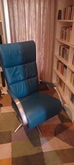Prima fauteuil,  blauw, middelmaat, Huis en Inrichting, Fauteuils, Ophalen, Gebruikt, Leer